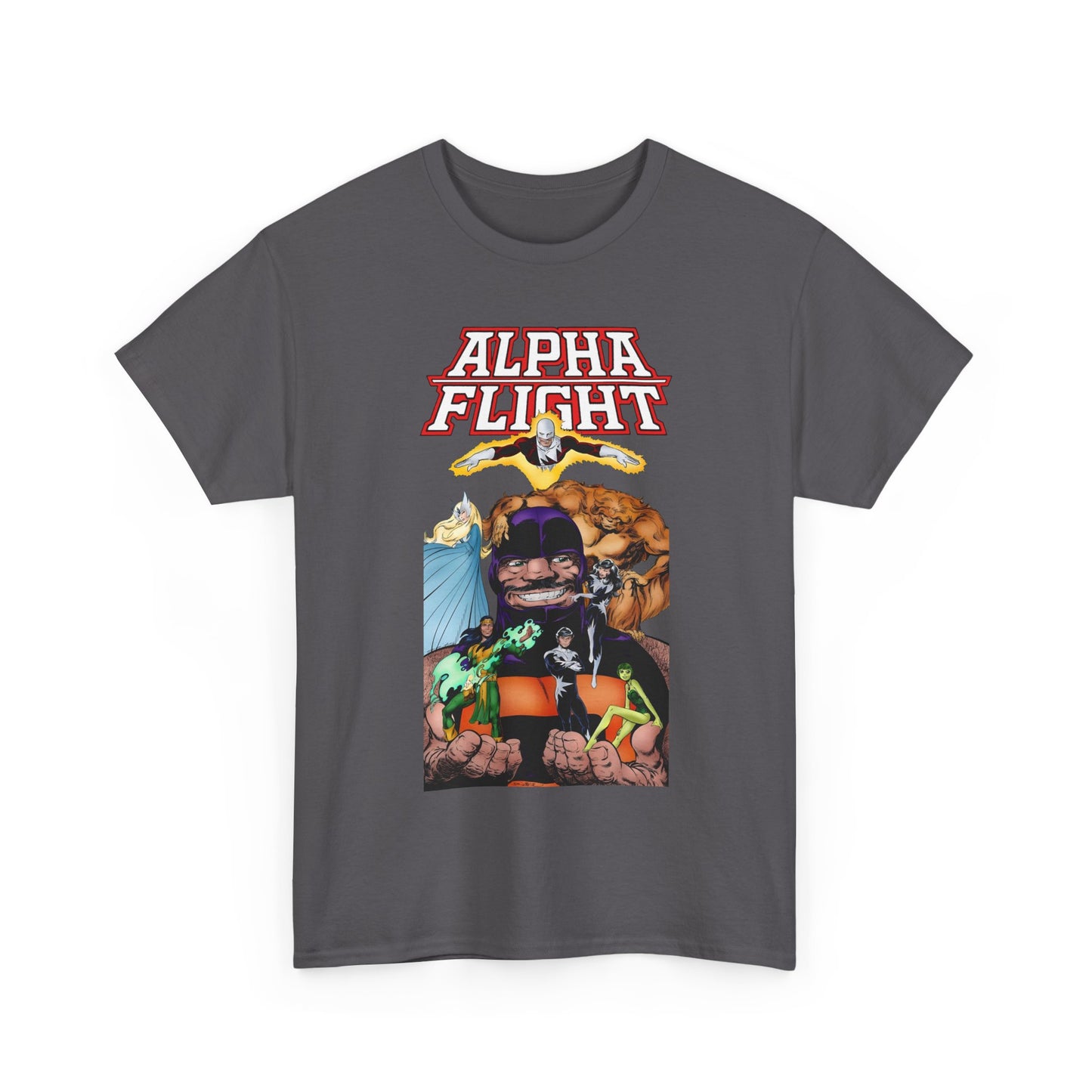 Alpha Flight T-Shirt - John Byrne Art - Guardian, Aurora, Northstar, Shaman, Snowbird, Puck - Marvel Comics