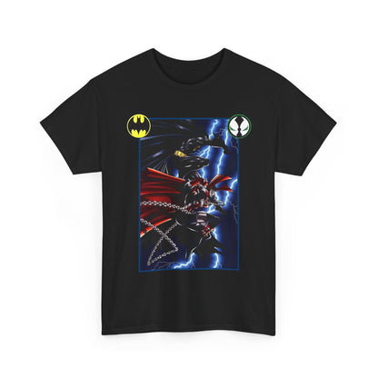 Batman & Spawn T-Shirt - Todd McFarlane Art - Gotham City, Frank Miller Story - DC Comics & Image Comics
