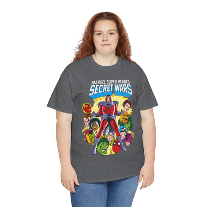 Marvel Super Heroes Secret Wars T-Shirt - Magneto, Captain America, Iron Man, She-Hulk, Hulk, Human Torch, Captain Marvel, Hawkeye - Marvel Comics