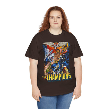 Champions T-Shirt - John Byrne Art - Hercules, Black Widow, Ghost Rider, Black Goliath, Silver Surfer, Jack of Hearts - Marvel Comics 1970s Series