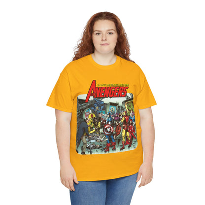 Classic Avengers T-Shirt - George Perez Art - Captain America, Hawkeye, Iron Man, Vision, Scarlet Witch, Quicksilver, Jarvis - Marvel Comics