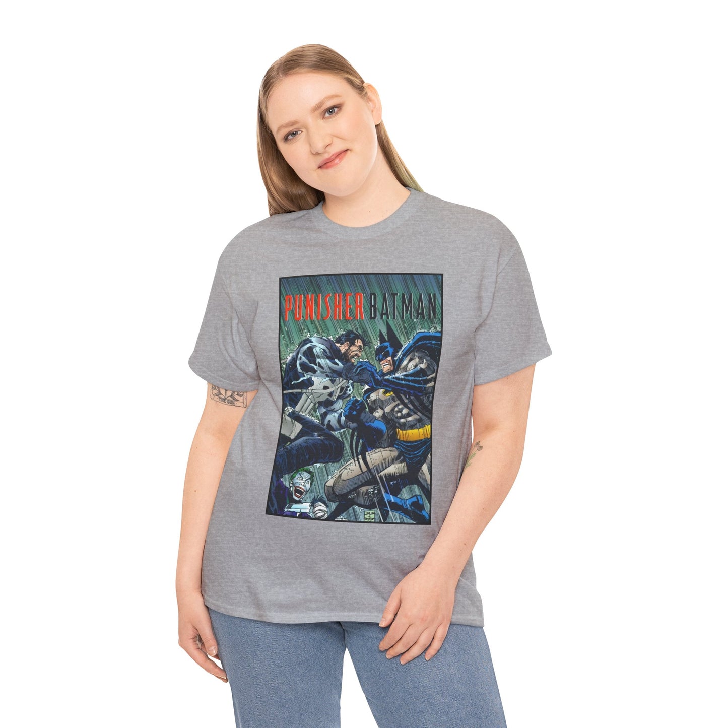 Punisher/Batman T-Shirt - John Romita Jr Art - Deadly Knights, Joker - DC Comics/Marvel Comics