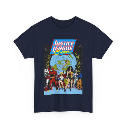 Justice League Europe T-Shirt - Bart Sears Art - Wonder Woman, Flash, Captain Atom, Animal Man, Elongated Man, Power Girl, Metamorpho - JLI Spin-Off - DC Comics