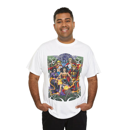 Justice League of Amazons T-Shirt - George Perez Art - Wonder Woman, Zatanna, Supergirl, Power Girl, Huntress, Big Barda - JLA - DC Comics