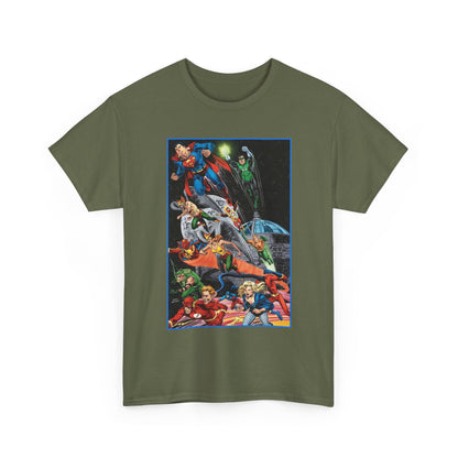 Justice League of America T-Shirt - Jerry Ordway Art - Superman, Wonder Woman, Firestorm, Flash, Black Canary, Atom - DC Comics