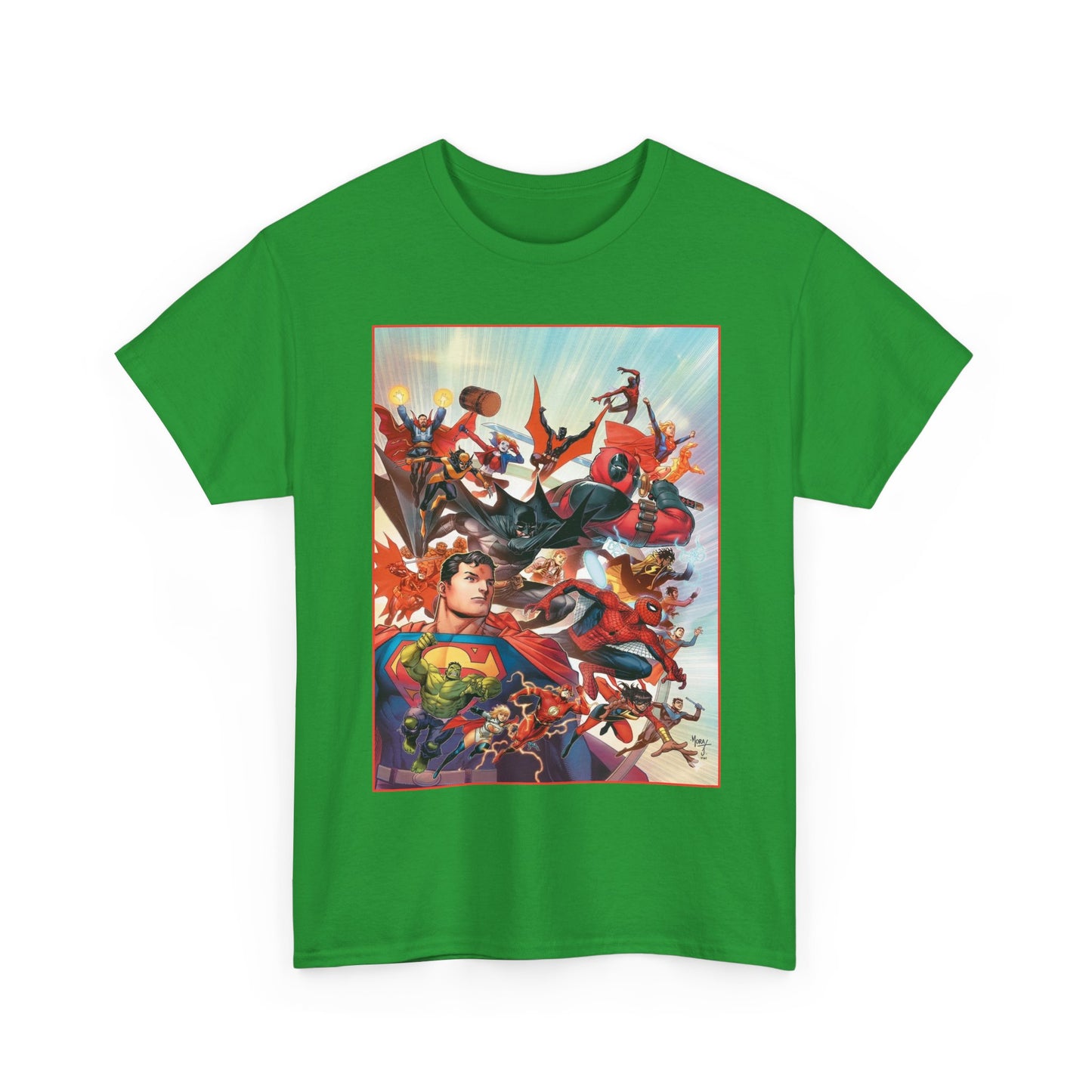 DC/Marvel T-Shirt - The Cosmic Kiss Caper & Other Stories Cover Art - Superman, Deadpool, Spider-Man, Harley Quinn, Batman Beyond, Static, Dr. Strange - DC Comics/Marvel