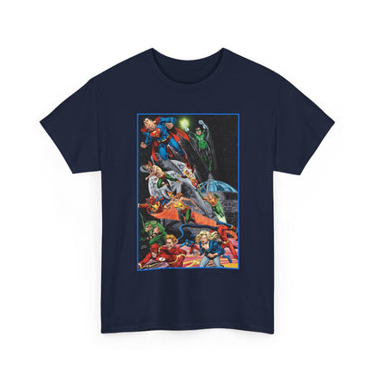 Justice League of America T-Shirt - Jerry Ordway Art - Superman, Wonder Woman, Firestorm, Flash, Black Canary, Atom - DC Comics