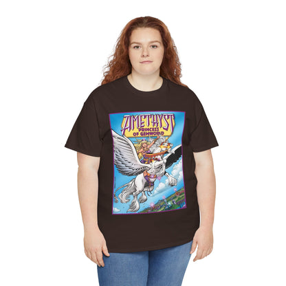 Amethyst Princess of Gemworld T-Shirt - George Perez Art - DC Comics 1980s Series - Riding a Unicorn