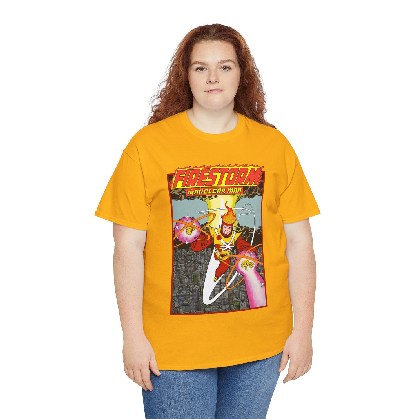 Firestorm the Nuclear Man T-Shirt - George Perez JLA Postcard Art 1980s - DC Comics - Justice League of America Member