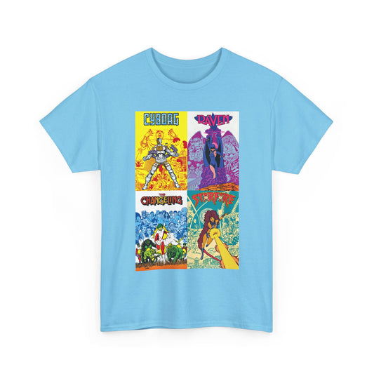 Tales of the New Teen Titans T-Shirt - George Perez Art - Cyborg, Raven, Changeling, Starfire - 1980s Mini-Series Showcasing Their Origins - DC Comics