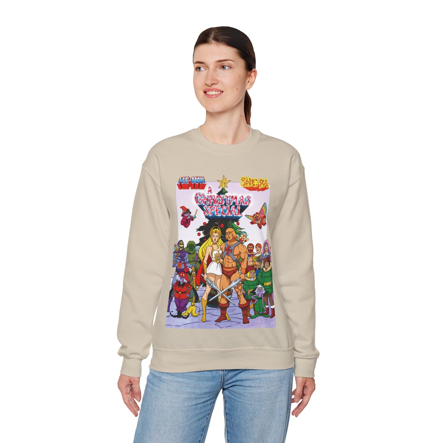 He-Man & She-Ra Christmas Crewneck Sweatshirt - Masters of the Universe, Princess of Power - Filmation Holiday Special