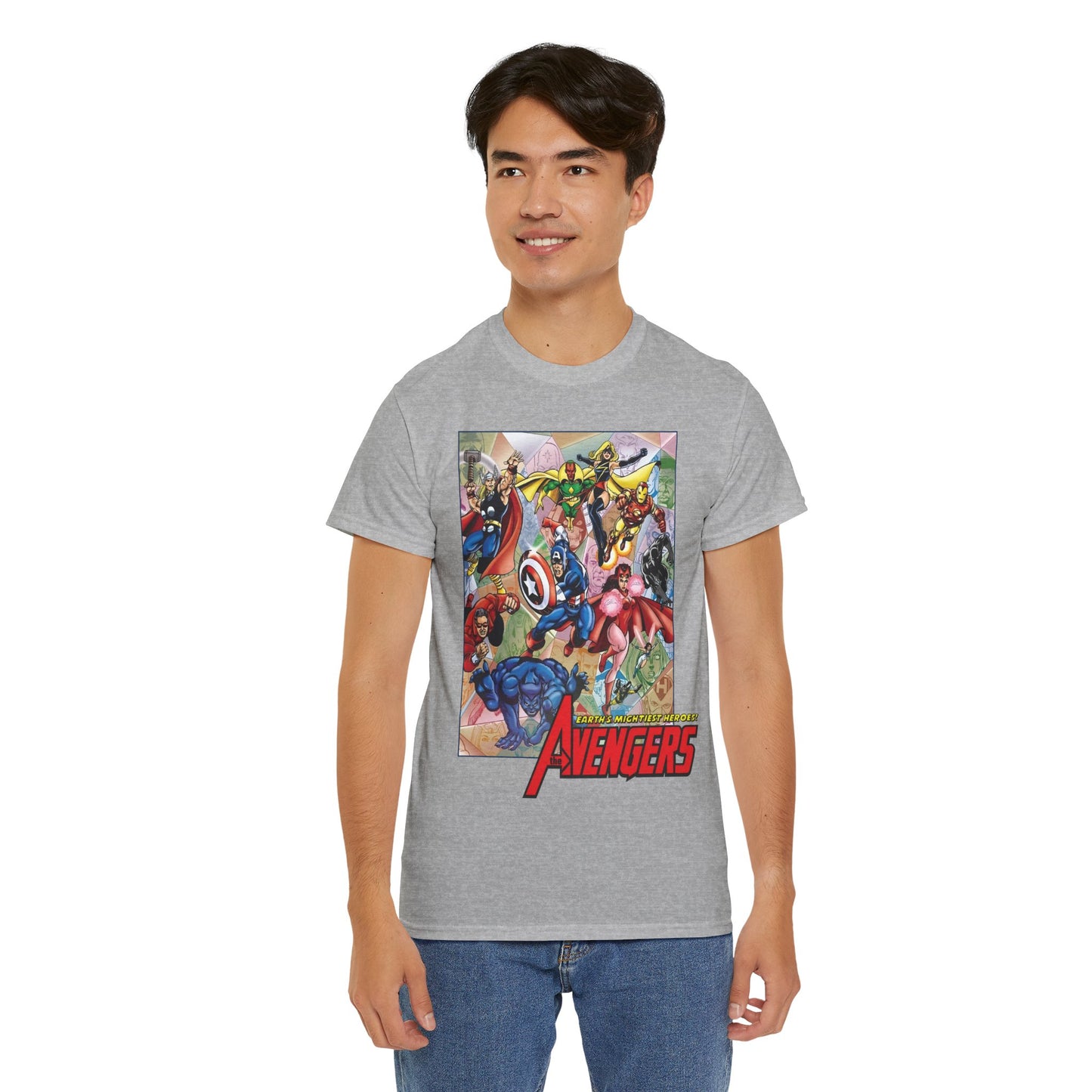 Avengers T-Shirt - George Perez Art - Captain America, Iron Man, Thor, Scarlet Witch, Black Panther, Wonder Man, Beast, Vision - Marvel Comics