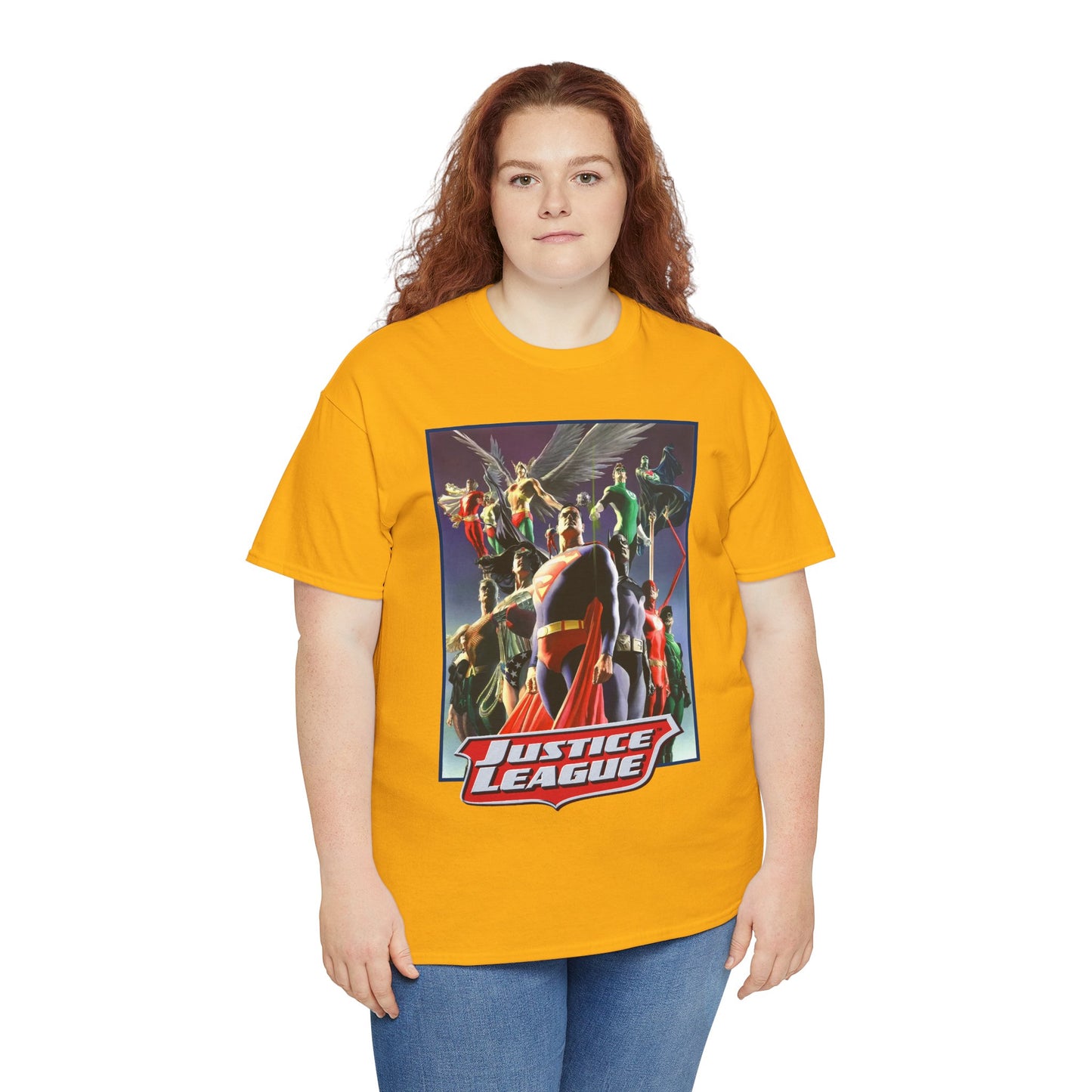 Justice League T-Shirt - Alex Ross Art - Superman, Wonder Woman, Black Canary, Hawkman, Flash, Aquaman, Atom - DC Comics