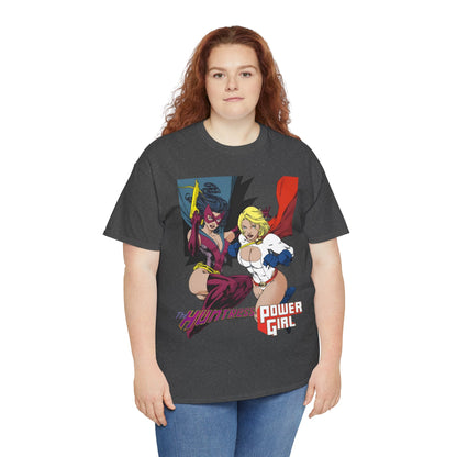 Huntress & Power Girl T-Shirt - Ed Benes Art - Justice Society, JSA, Earth 2 - DC Comics Bronze Age, Pre-Crisis Heroes