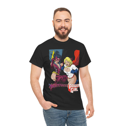 Huntress & Power Girl T-Shirt - Ed Benes Art - Justice Society, JSA, Earth 2 - DC Comics Bronze Age, Pre-Crisis Heroes