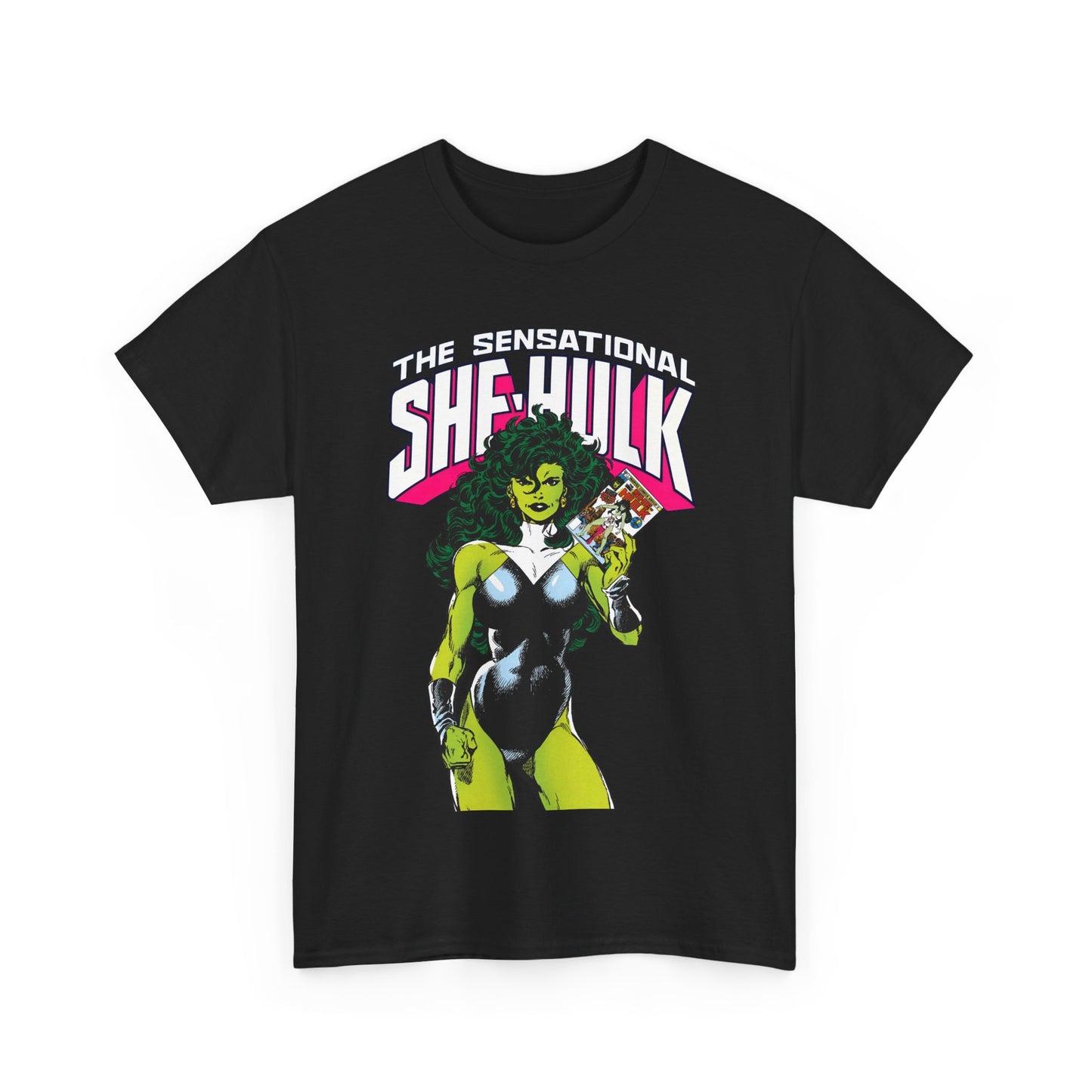 Sensational She-Hulk T-Shirt - Classic John Byrne Art - Jennifer Walters, Hulk's Cousin - Marvel Comics - Popular 1980s Series - "Rip Up Your X-Men!"