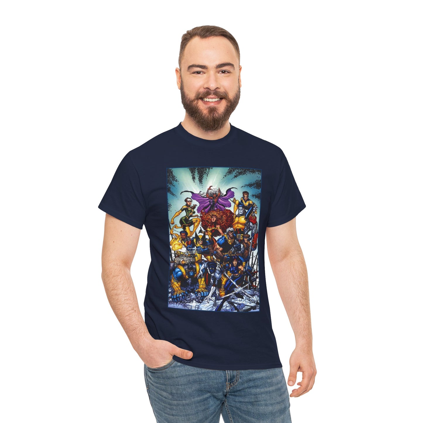 X-Men Revolution T-Shirt - Arthur Adams Art - Jean Grey, Storm, Wolverine, Cable, Rogue, Beast, Colossus, Gambit, Nightcrawler, Psylocke, Thunderbird III - Marvel Comics