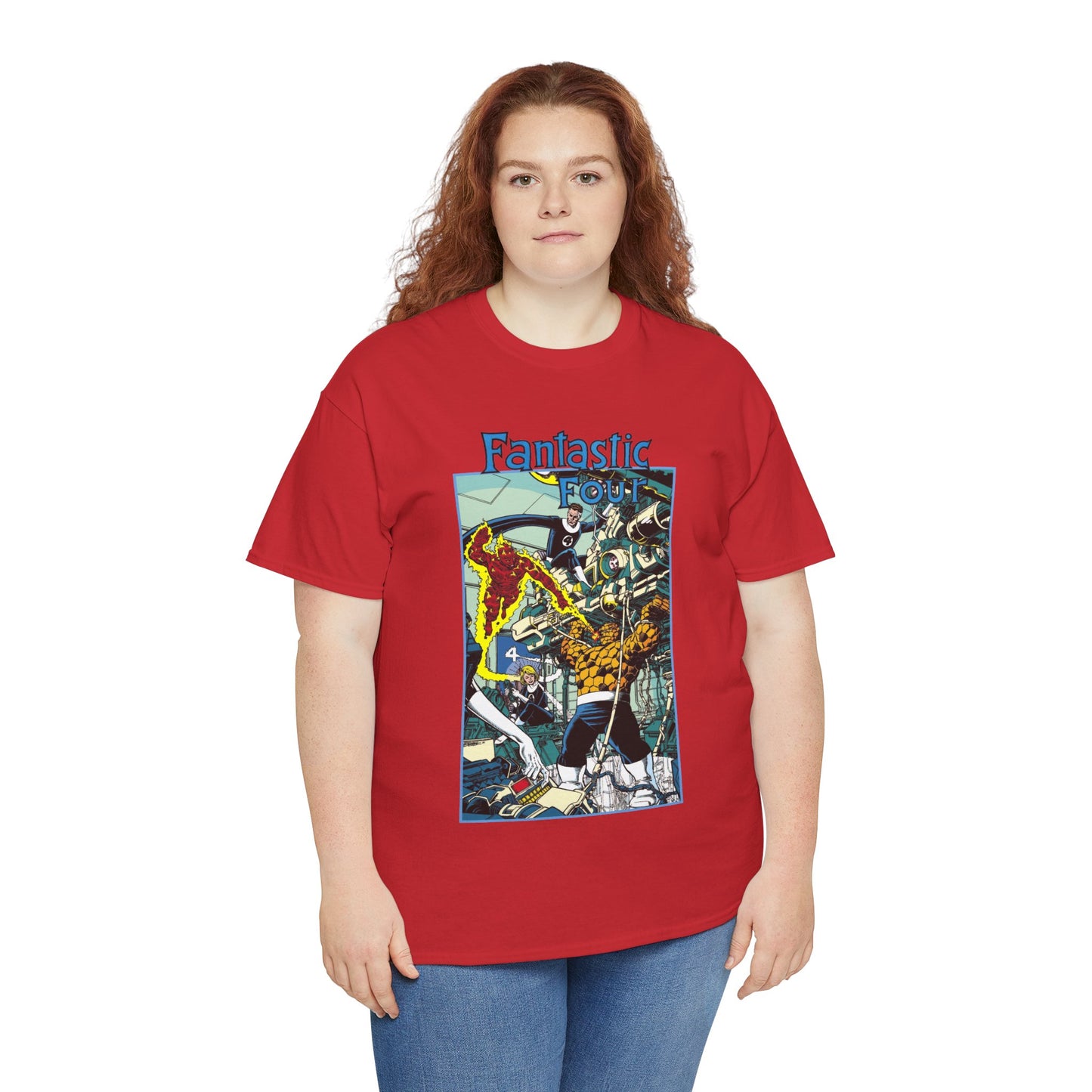 Fantastic Four T-Shirt - George Perez Art - Reed Richards, Invisible Woman, Human Torch, The Thing - Marvel Comics