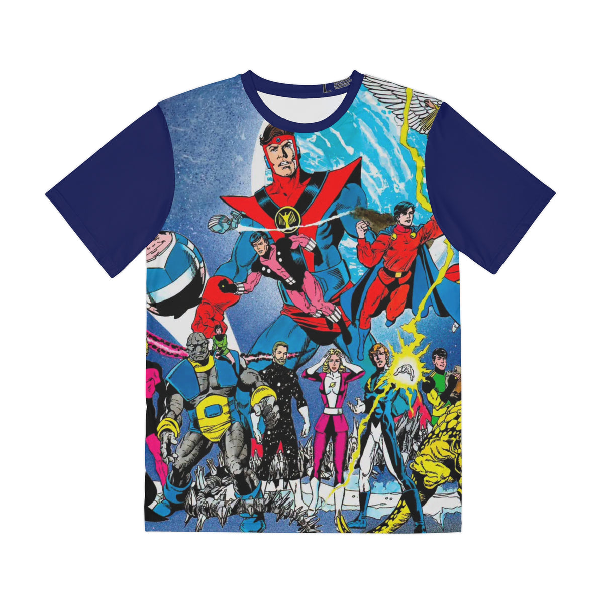 Legion of Super-Heroes All-Over Print Tee (Polyester) - George Perez Art - DC Comics (IMPROVED PLACEMENT AND PRINTING TECHNIQUES)