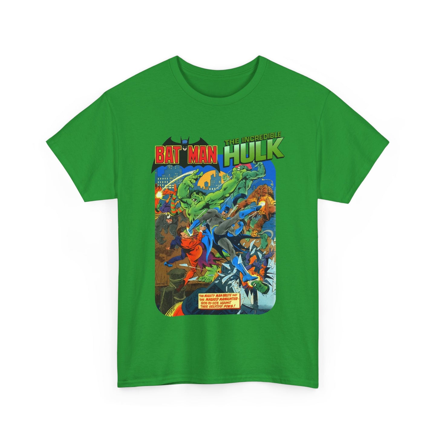 Batman & Incredible Hulk T-Shirt - DC/Marvel Comics 1970s Team-Up - Two-Face & Leader - Retro Art