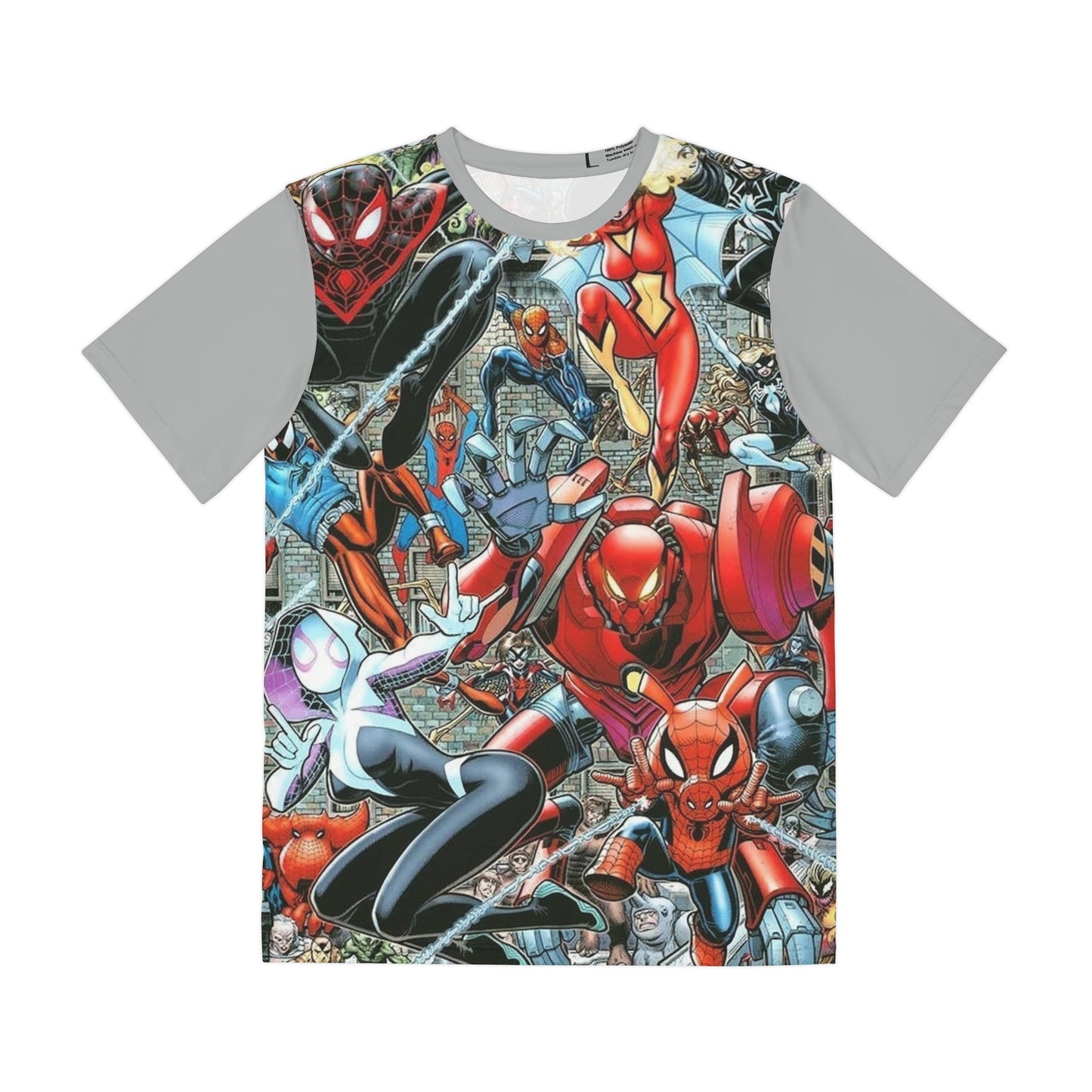 Spider-Verse All Over Print Tee (Polyester) - Miles Morales, Spider-Ham, Spider-Man 2099 - Marvel Comics