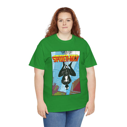 Web of Spider-Man T-Shirt - Charles Vess Art - Peter Parker, Web Slinger - Manhattan Skyline - Spidey Black Suit - Marvel Comics