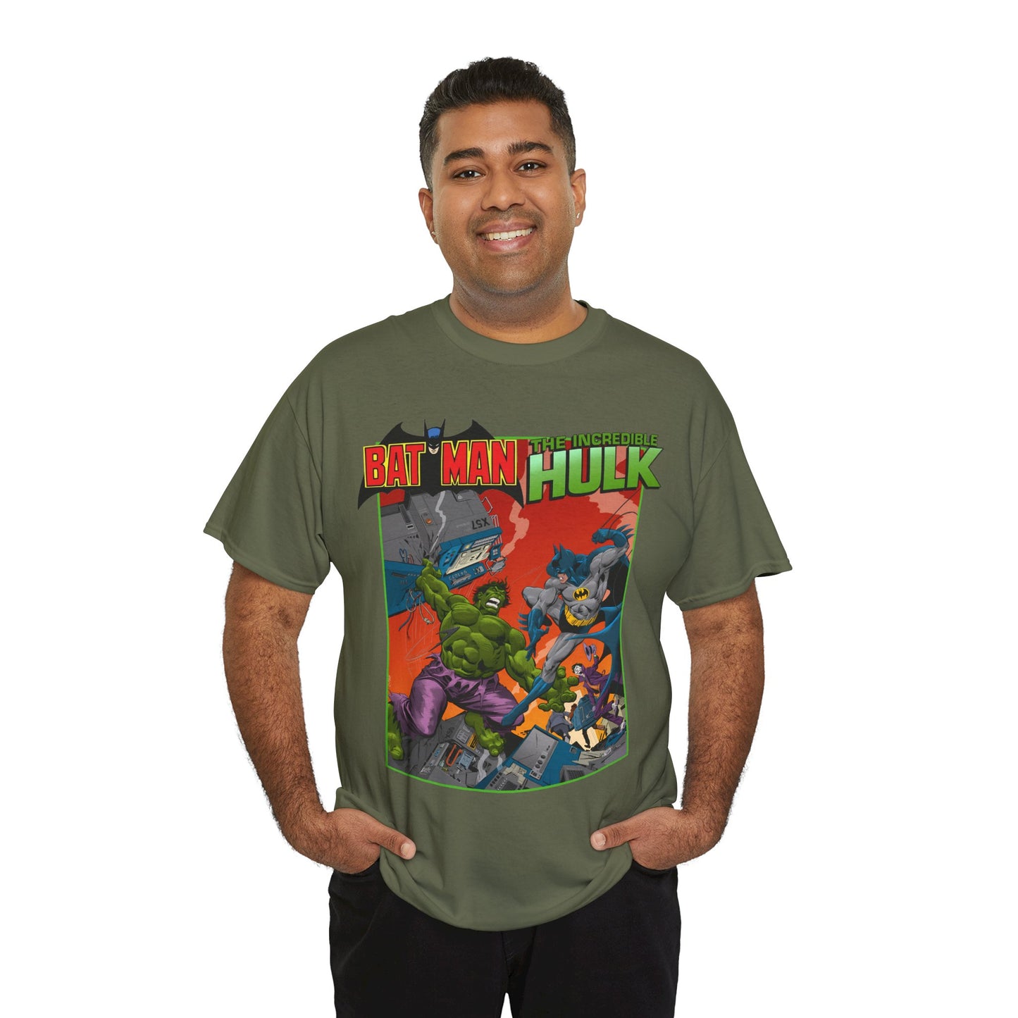 Batman Vs Incredible Hulk T-Shirt - DC Comics & Marvel - Joker - 1970s Team-Up