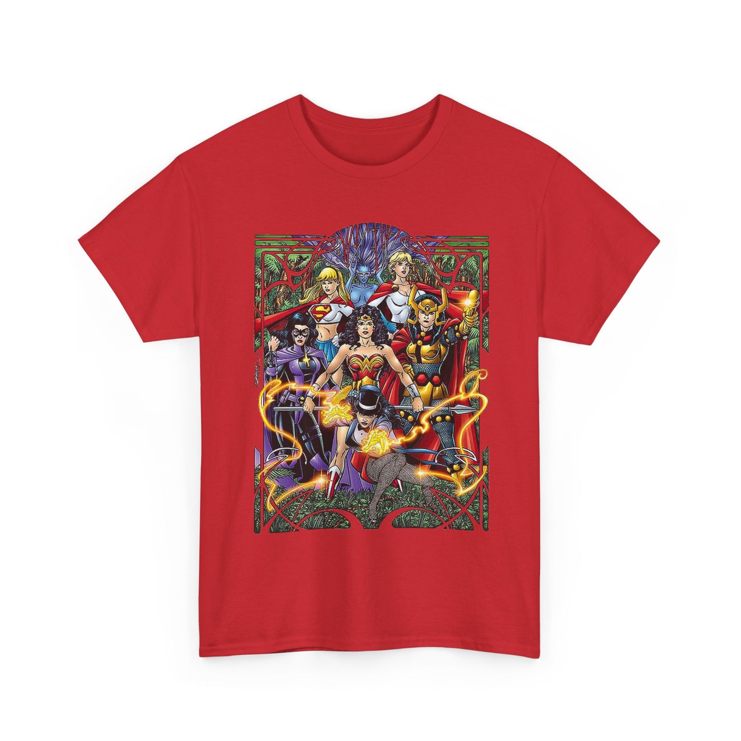 Justice League of Amazons T-Shirt - George Perez Art - Wonder Woman, Zatanna, Supergirl, Power Girl, Huntress, Big Barda - JLA - DC Comics