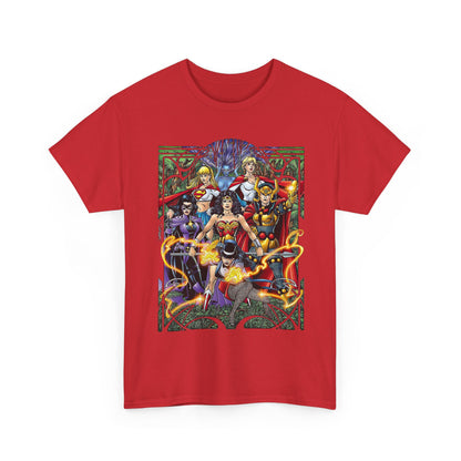 Justice League of Amazons T-Shirt - George Perez Art - Wonder Woman, Zatanna, Supergirl, Power Girl, Huntress, Big Barda - JLA - DC Comics