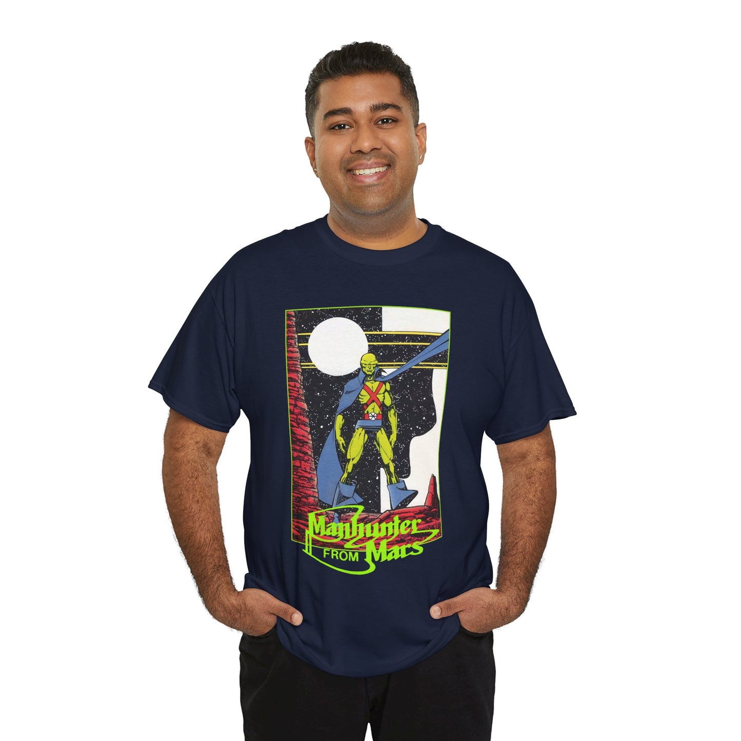 Martian Manhunter T-Shirt - George Perez Art - 1980s Justice League of America (JLA) Postcard Art - DC Comics