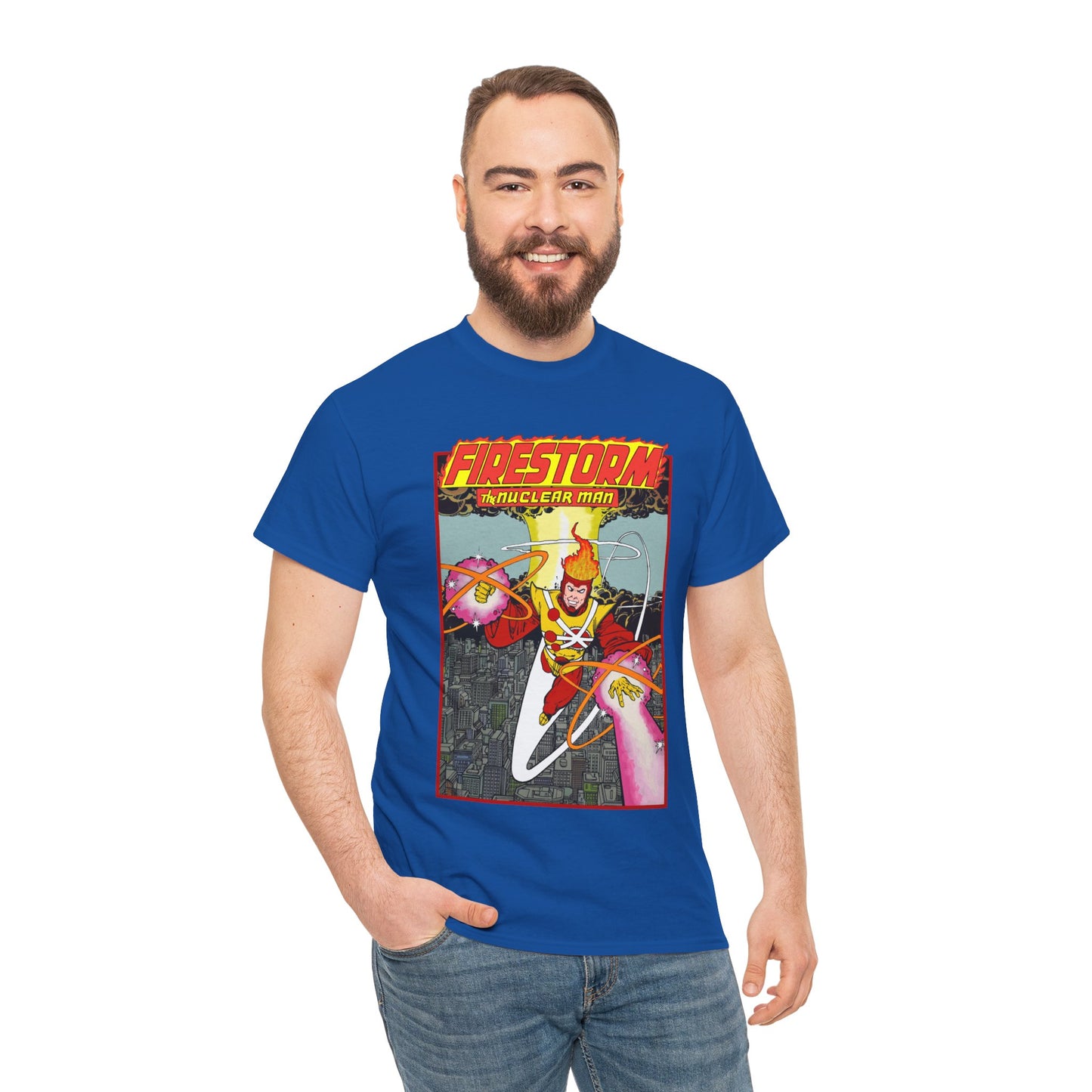 Firestorm the Nuclear Man T-Shirt - George Perez JLA Postcard Art 1980s - DC Comics - Justice League of America Member