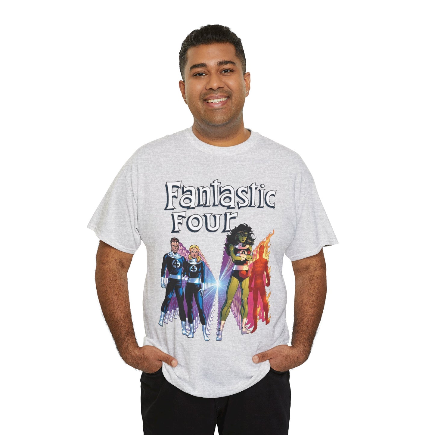 Fantastic Four T-Shirt - John Byrne Art - She-Hulk, Reed Richards, Human Torch, Invisible Woman - Marvel Comics