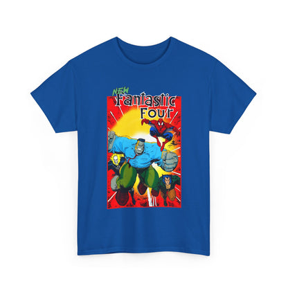 Blue t-shirt of the New Fantastic Four - Wolverine, Spider-Man, The Incredible Hulk, and Ghost Rider.