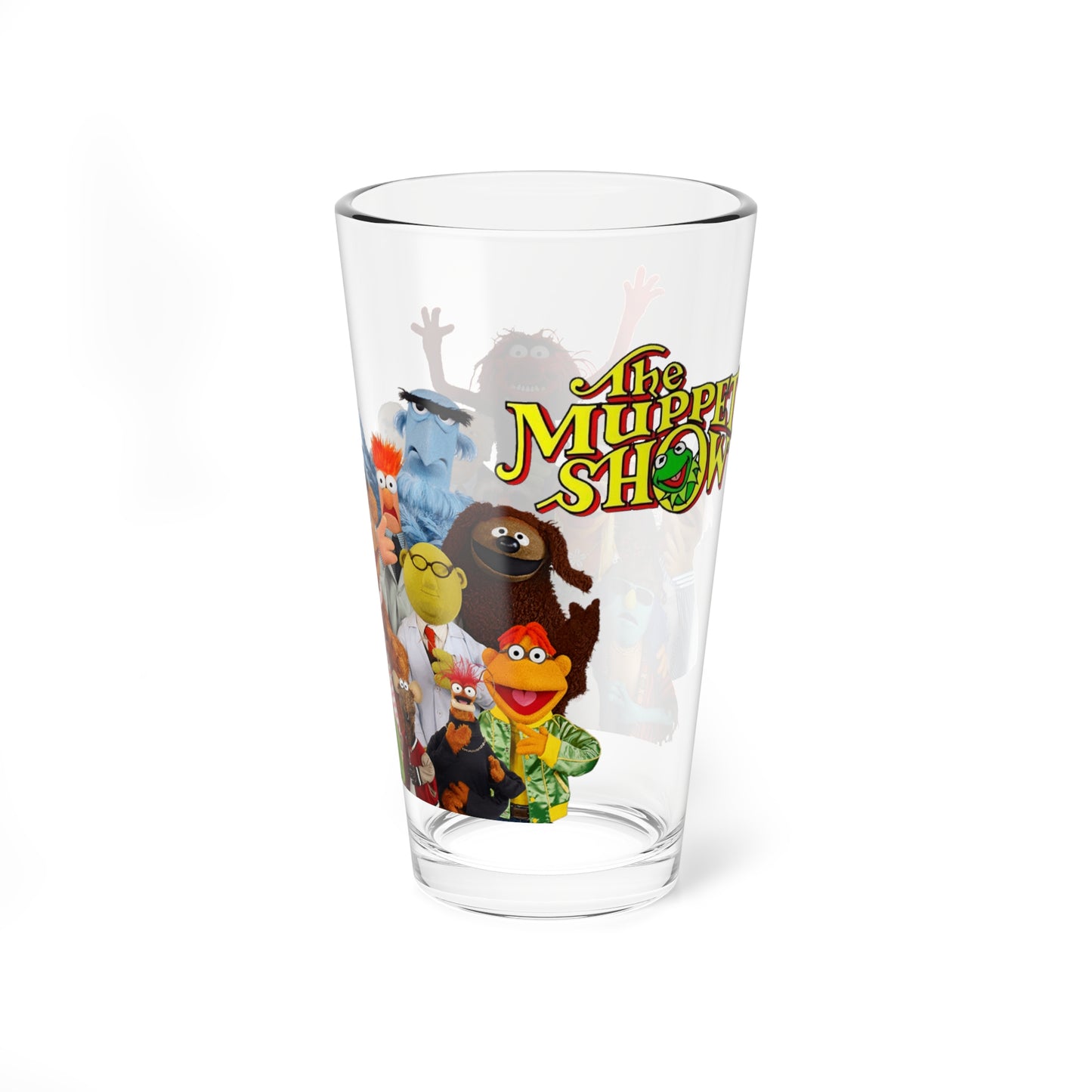 The Muppet Show Pint Glass 16oz Jim Henson Cartoon Kermit Miss Piggy Fozzie Gonzo Animal Beaker Retro 70s Variety TV Show Vintage Fan Gift