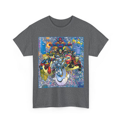 Marvel Cosmic Heroes T-Shirt - Silver Surfer, Captain Marvel, Adam Warlock, Quasar, Nova, Galactus, Jack of Hearts, Moondragon, Thanos