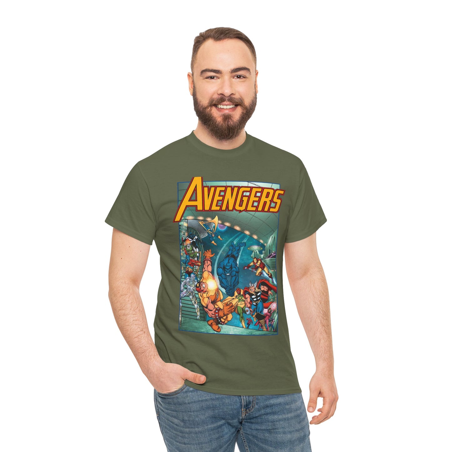 Avengers Vs Guardians of the Galaxy T-Shirt - George Perez Art - Tomorrow's Avengers - Thor, Captain America, Iron Man, Scarlet Witch, Vision, Wonder Man - Marvel Comics