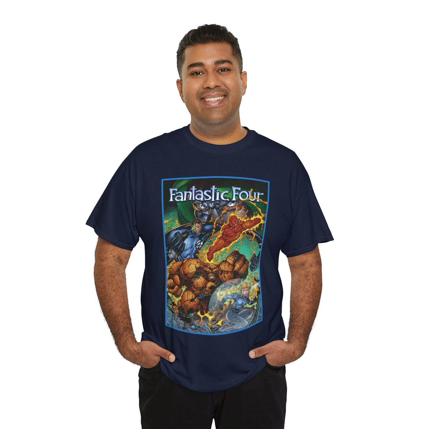 Fantastic Four T-Shirt - Jim Lee Art - The Thing, Human Torch, Reed Richards, Invisible Woman - Marvel Comics - Heroes Reborn