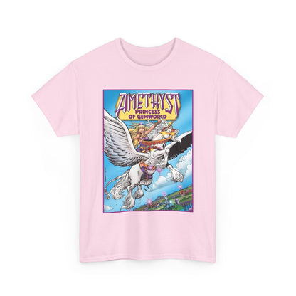 Amethyst Princess of Gemworld T-Shirt - George Perez Art - Riding Her Pegasus - DC Comics