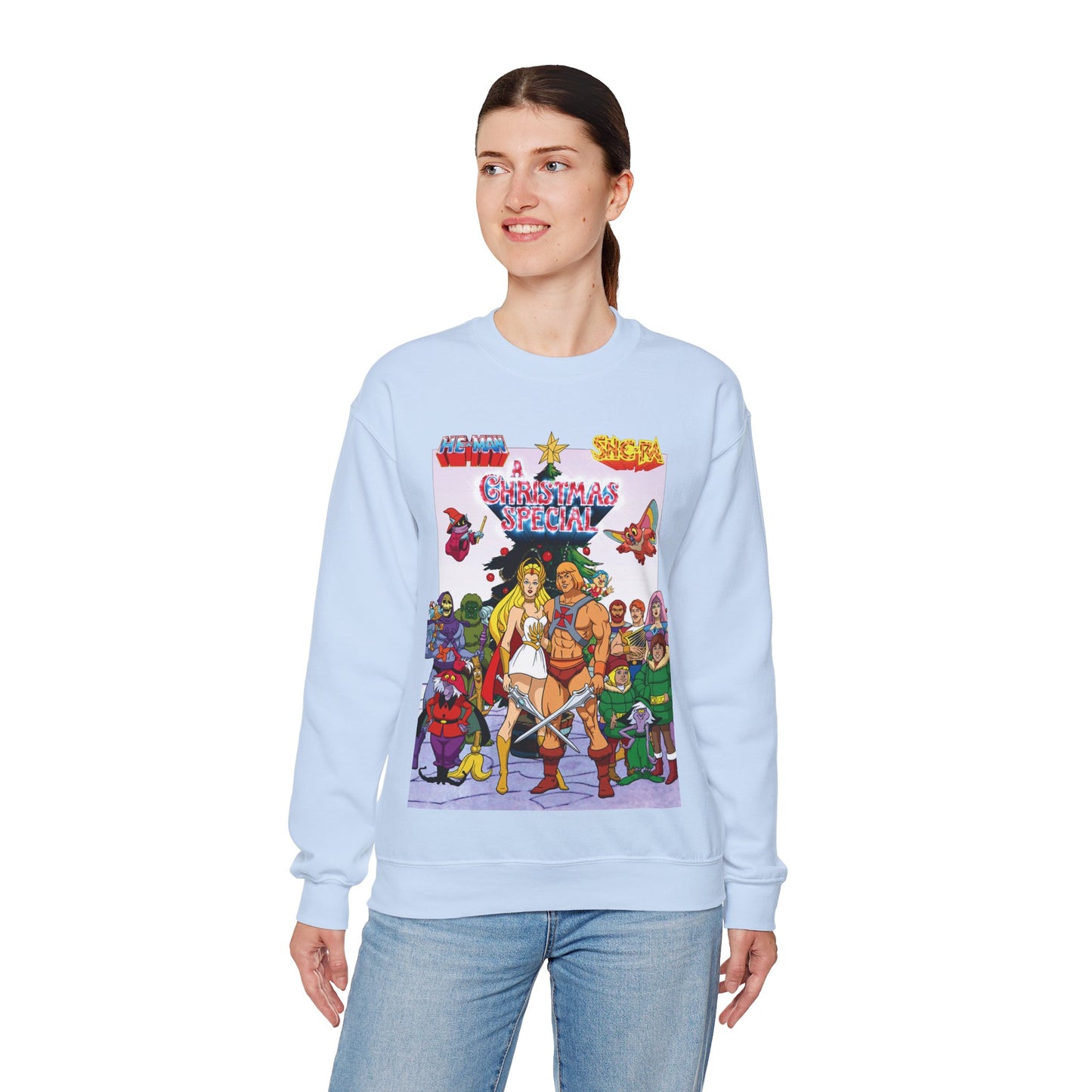 He-Man & She-Ra Christmas Crewneck Sweatshirt - Masters of the Universe, Princess of Power - Filmation Holiday Special