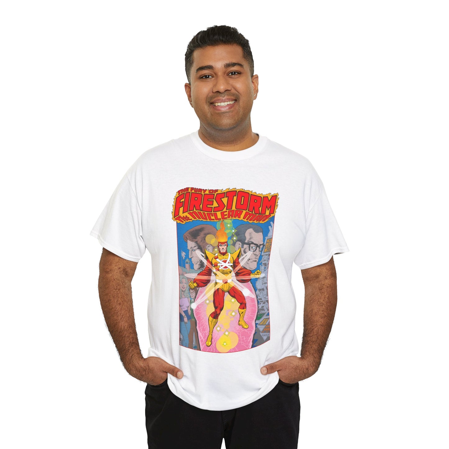 Fury of Firestorm T-Shirt - Pat Broderick Art - The Nuclear Man - Ronnie Raymond, Professor Martin Stein - DC Comics
