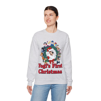 Yogi's First Christmas Crewneck Sweatshirt - Hanna-Barbera TV Holiday Special - Snagglepuss, Huckleberry Hound, Ranger Smith
