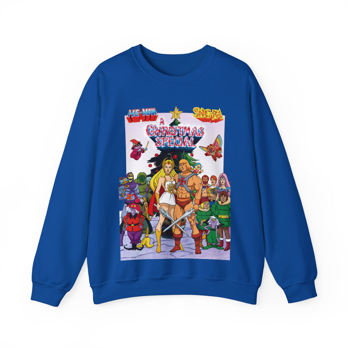 He-Man & She-Ra Christmas Special Heavy Blend Crewneck Sweatshirt - Masters of the Universe, Princess of Power Filmation Festive Holiday Cartoon