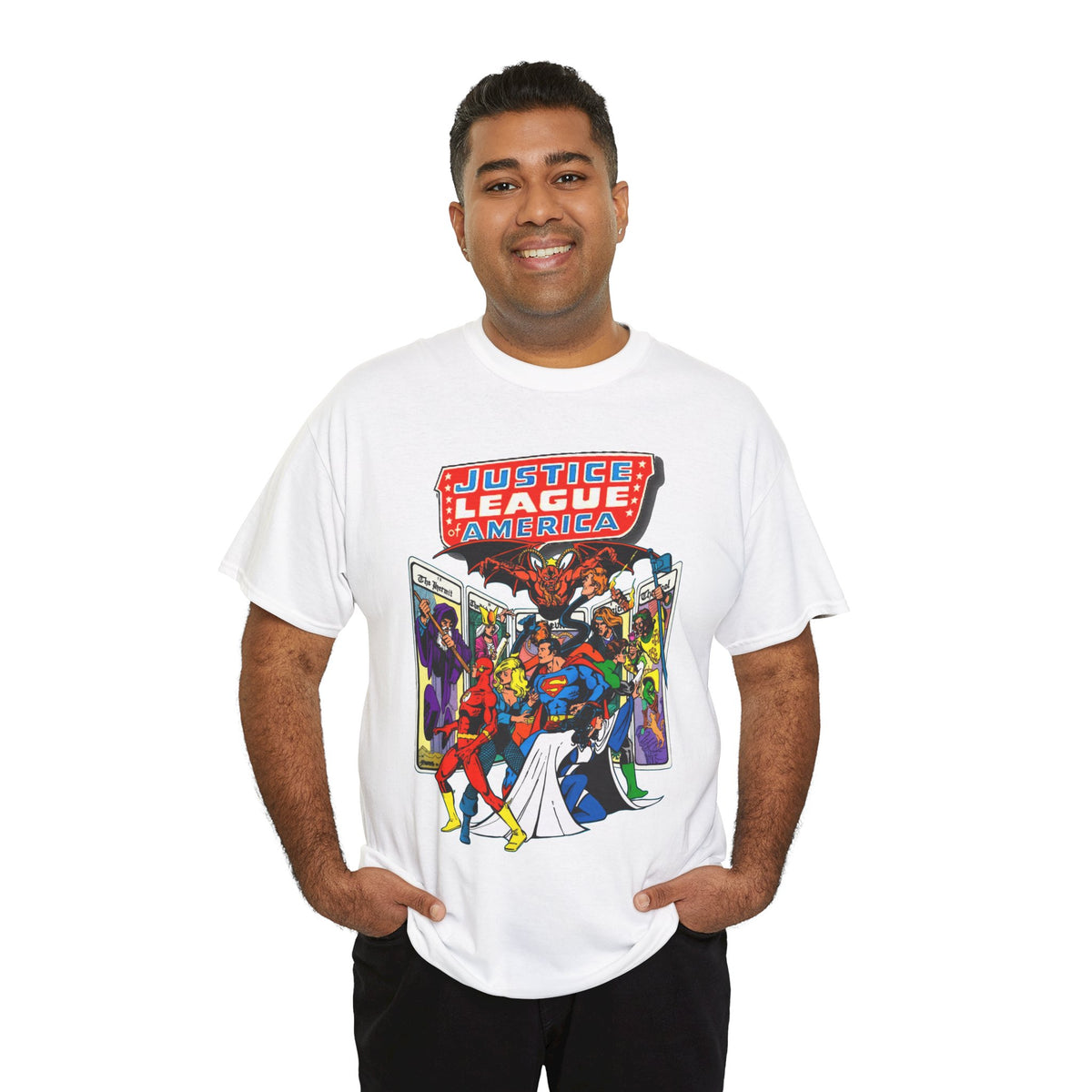 Justice League of America T-Shirt - George Perez Art - Vs Tarot Gang - DC Comics