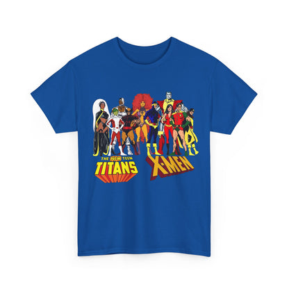 Uncanny X-Men & New Teen Titans T-Shirt - Wolverine, Cyclops, Storm, Wonder Girl, Robin, Cyborg, Raven - Phil Jimenez Art - DC Comics/Marvel Comics Crossover