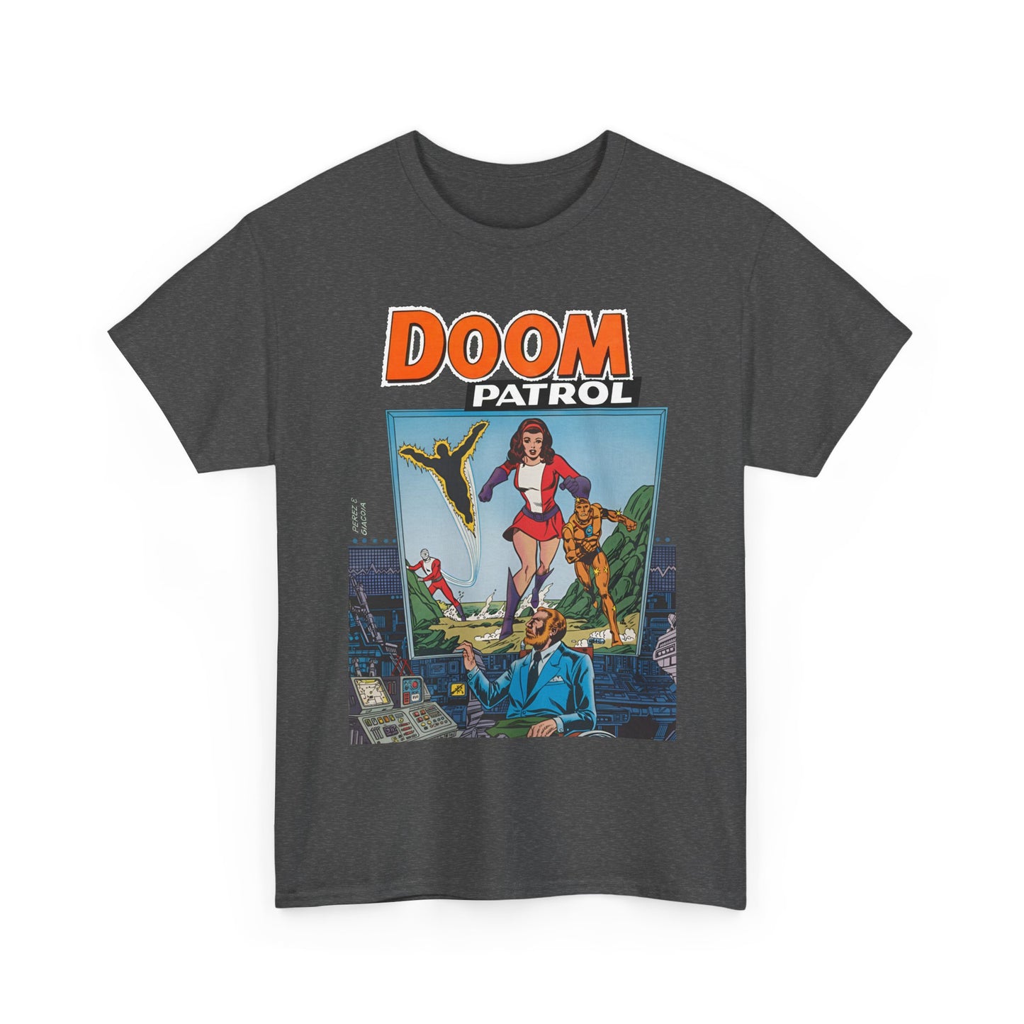 Doom Patrol T-Shirt - George Perez Art - Elasti-Girl, Robotman, Negative Man, The Chief - DC Comics Digest Cover Art