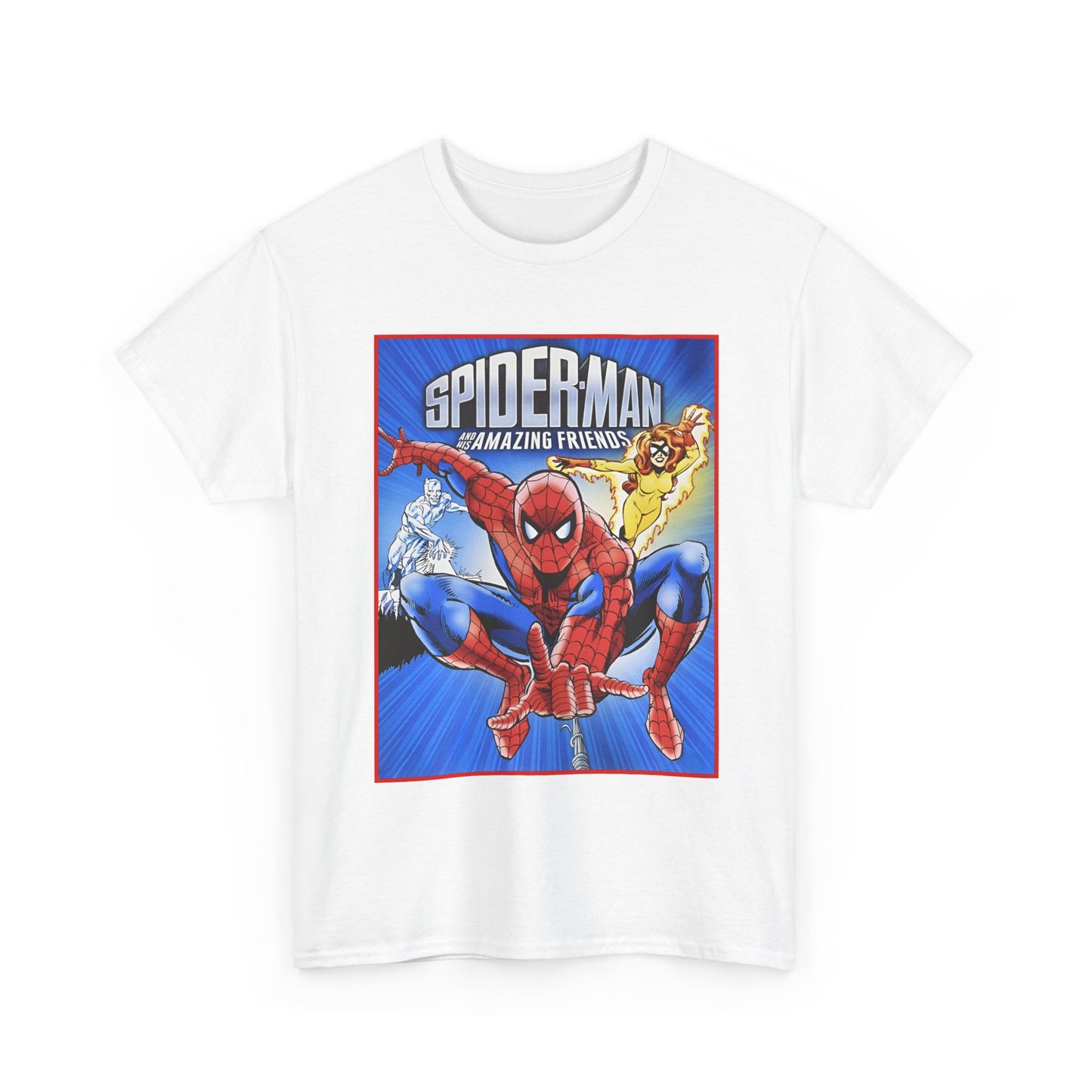 Spider-Man & His Amazing Friends T-Shirt - Firestar, Iceman - Popular 1980s Saturday Morning Cartoon - Marvel Comics
