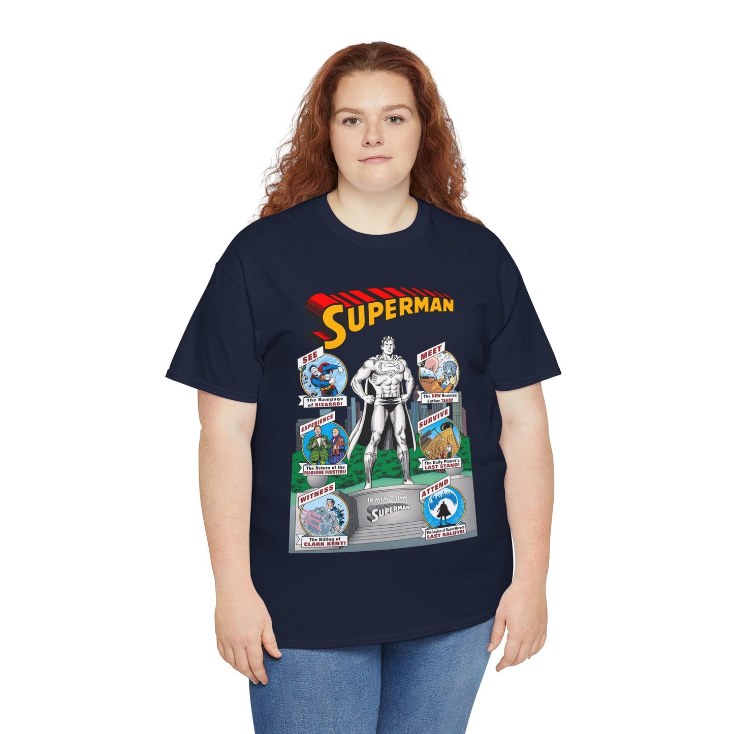 Superman T-Shirt - Curt Swan Art - Whatever Happened to the Man of Tomorrow? - Brainiac, Lex Luthor, Bizarro, Toyman, Daily Planet - Alan Moore Story - DC Comics