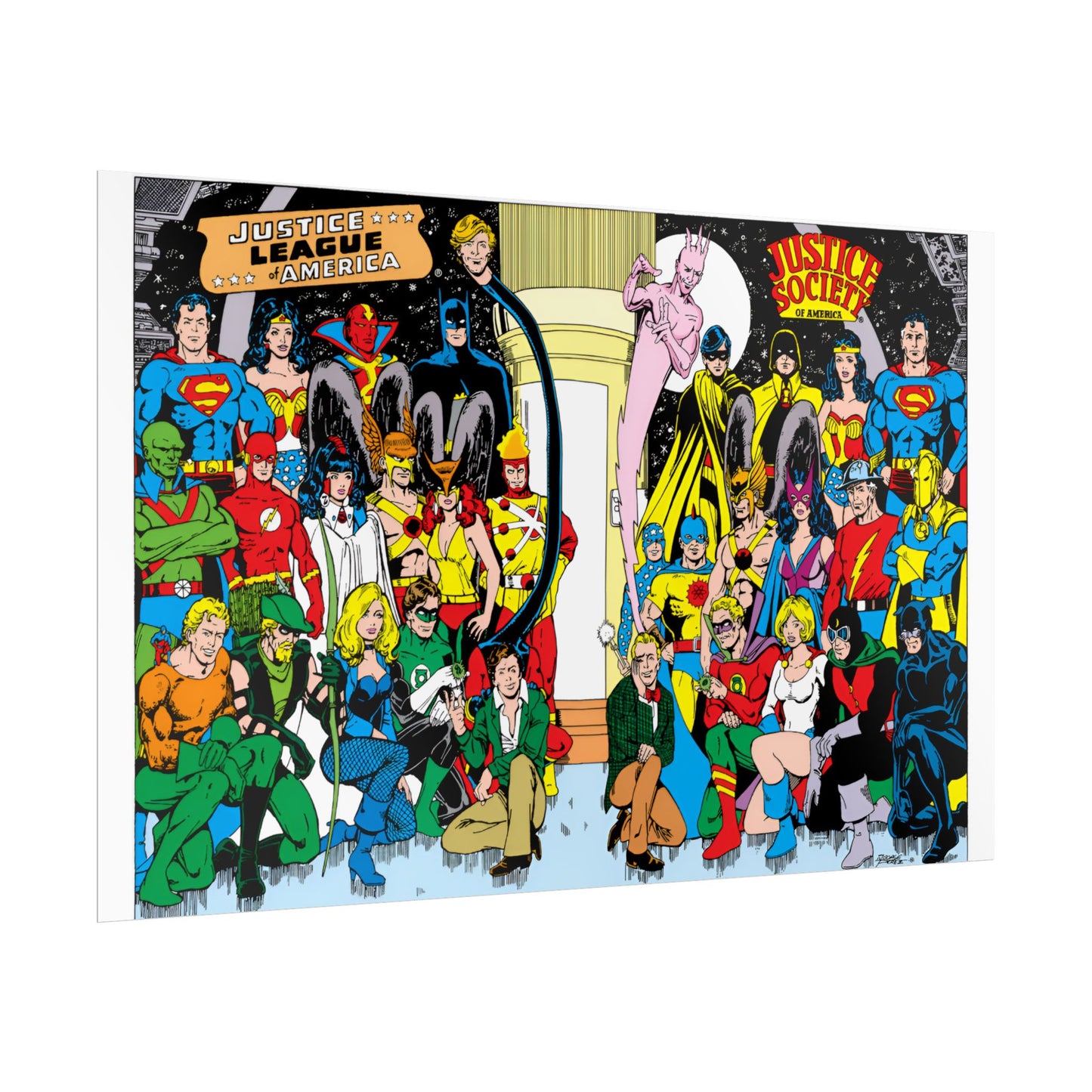 Justice League of America/Justice Society of America Rolled Poster - George Perez - DC Comics - Multiple Sizes Up to 24"x36"