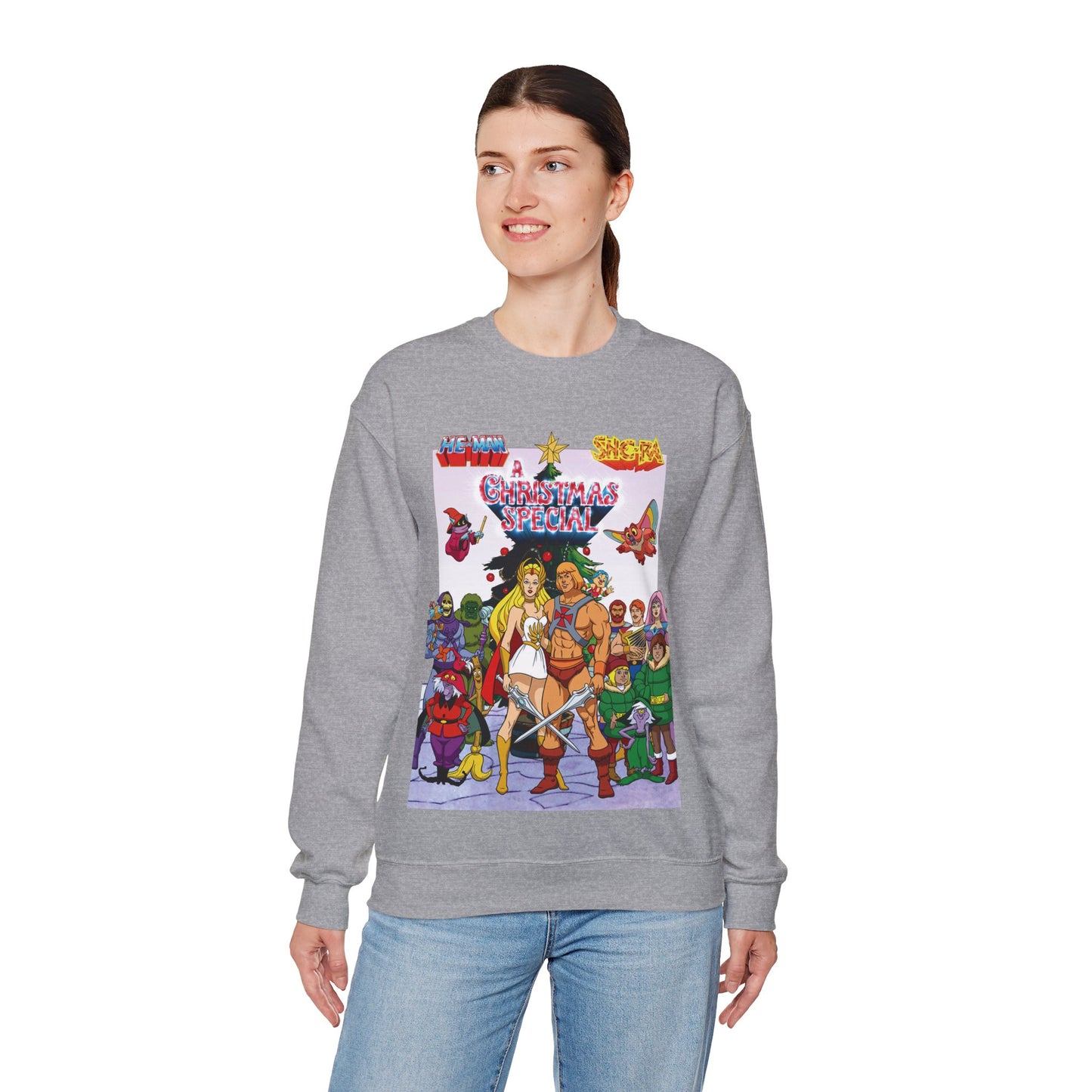 He-Man & She-Ra Christmas Crewneck Sweatshirt - Masters of the Universe, Princess of Power - Filmation Holiday Special