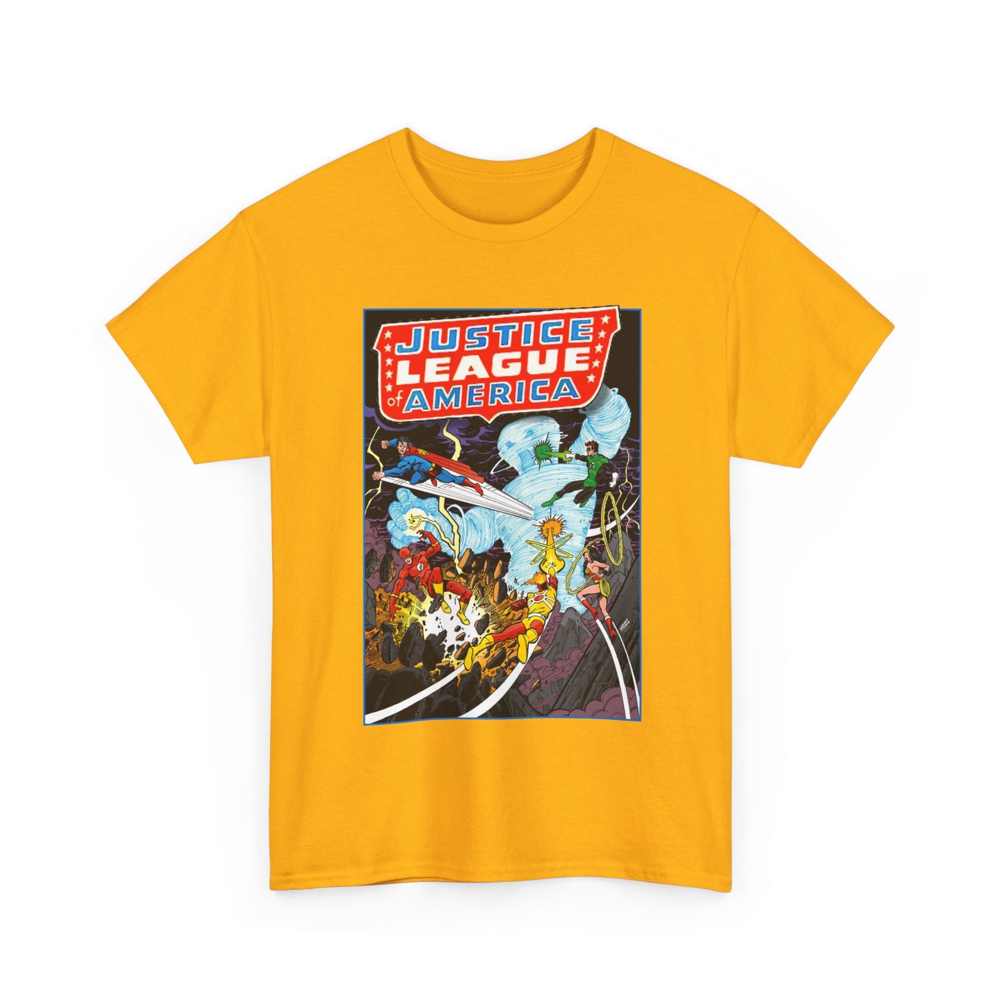 Justice League T-Shirt - George Perez Art - Tornado Tyrant - Superman, Firestorm, Flash, Wonder Woman, Green Lantern - DC Comics